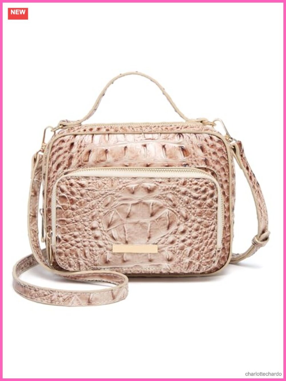 Vegan Leather Croco Crossbody Mini Satchel with Chain Strap